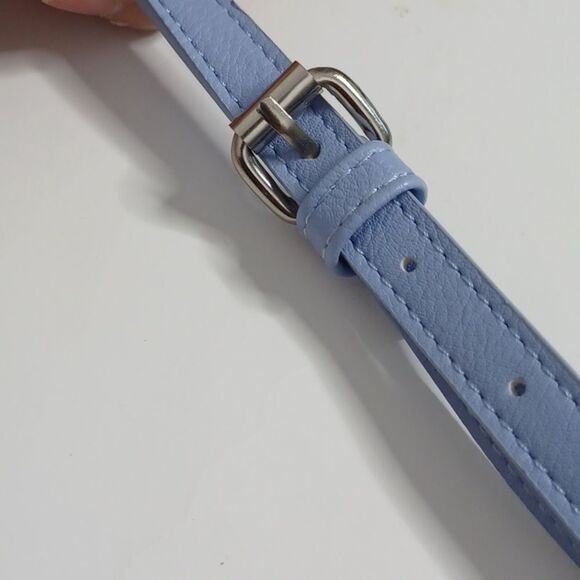 Chic Light Blue Textured Crossbody Bag with Chain Strap - Picture 7 of 9